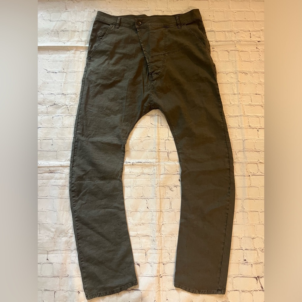 Andrea Ya’ Agov Green Linen & Cotton Pants sz 32
